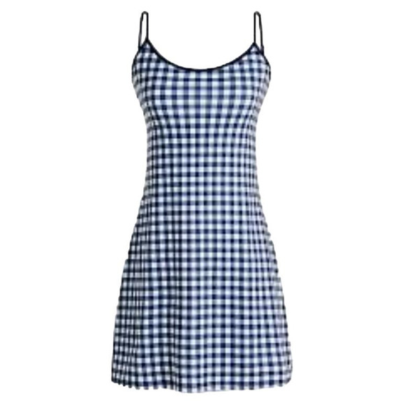 J. Crew Dresses & Skirts - J. Crew Active Dress Womens Size Large Blue White Gingham Sleeveless Skort